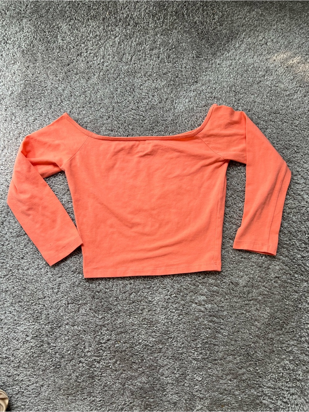 Off-Shoulder Crop Top - Coral